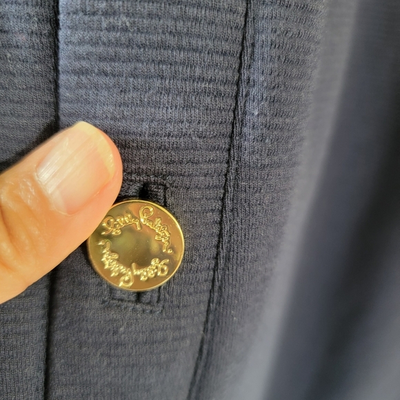 Lilly Pulitzer Charlene Shift Dress S Navy Blue Textured 3/4 Sleeve Minimalist - Picture 5 of 12